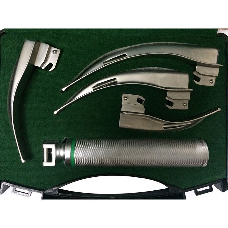Fiber Optic Laryngoscope Set of 4 Blades with Handle